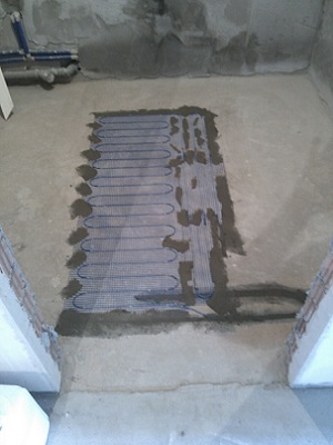 Тёплый пол в ванной при помощи греющего мата Elektra MD 160