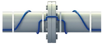 Вариант монтажа нагревательного кабеля к фланцу